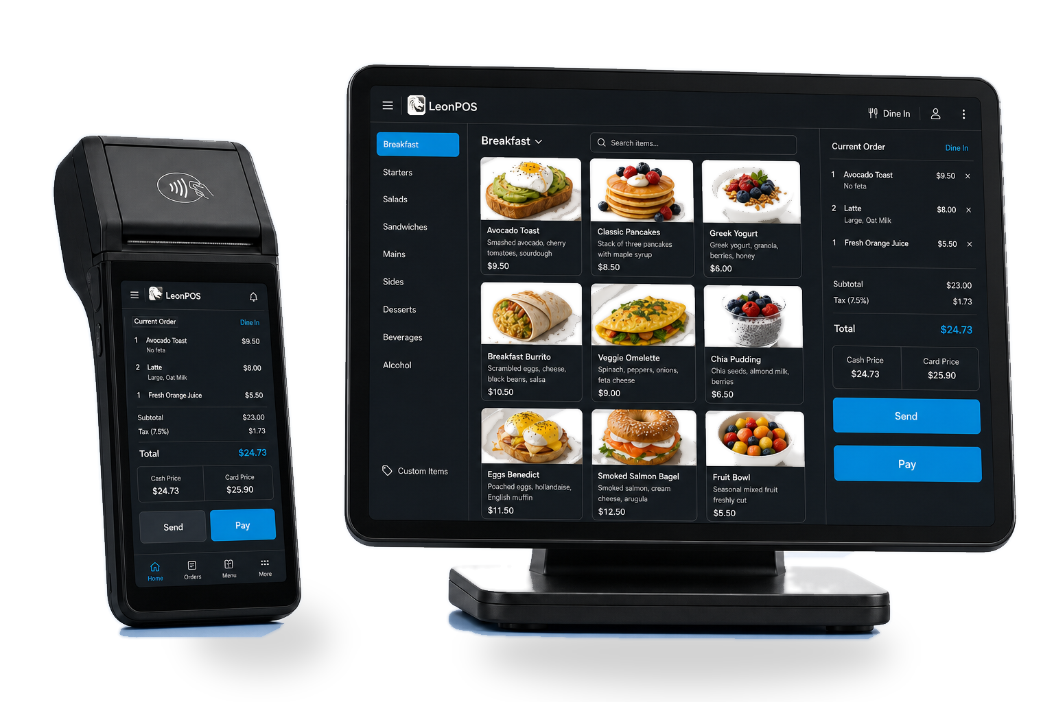 LeonPOS handheld and desktop POS
